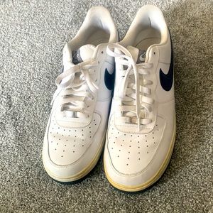 White/Navy blue Air Force Ones